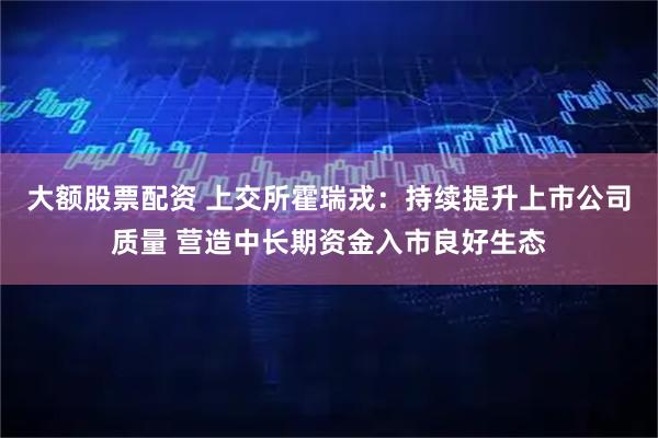 大额股票配资 上交所霍瑞戎：持续提升上市公司质量 营造中长期资金入市良好生态